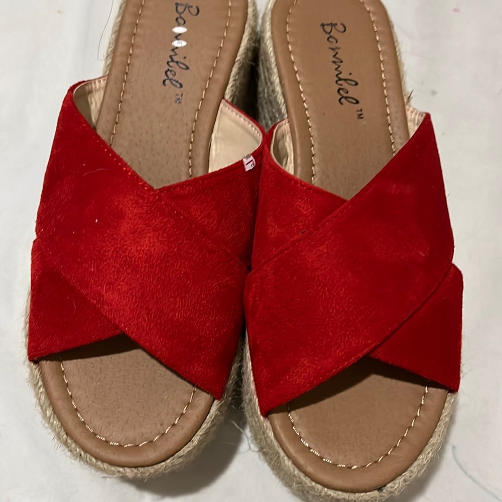 women’s size 5 red sundress high top sandals